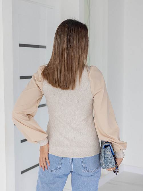 Женская элегантная кофта гольф в рубчик Dazy 42-44, Бежевый Киев - изображение 4