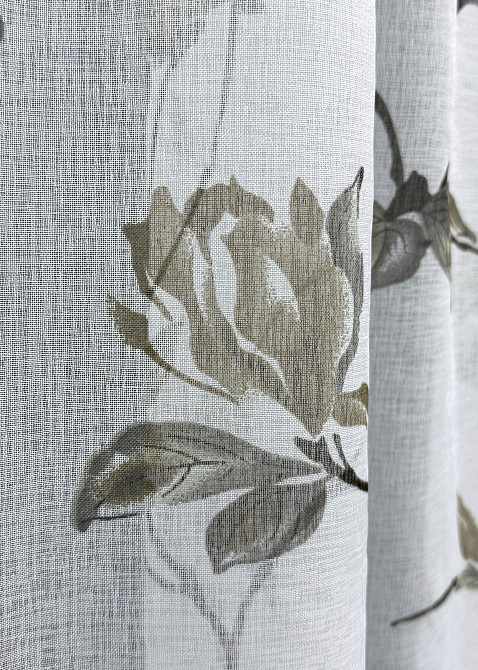 Тюль VR-Textil 1906т Flora Батист Белый с хаки 300х250 см (42-1125) Киев - изображение 6