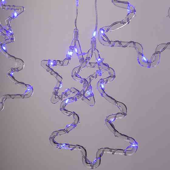 Гирлянда штора светодиодная GarlandoPro звезда и елка 120LED 3х0,9 м 8 режимов Синий 1733070BL Киев