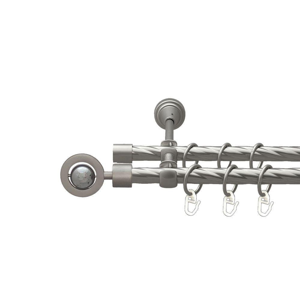 Карниз Orvit Пополо Комбінований металевий дворядний відкритий скручена труба кільце металеве Сатин 16\16 мм 240 см (00-00022895) Львів - фото 1