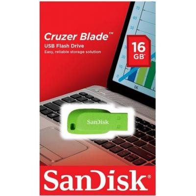 USB флеш накопичувач SanDisk 16GB Cruzer Blade Green USB 2.0 (SDCZ50C-016G-B35GE) Вінниця - фото 2