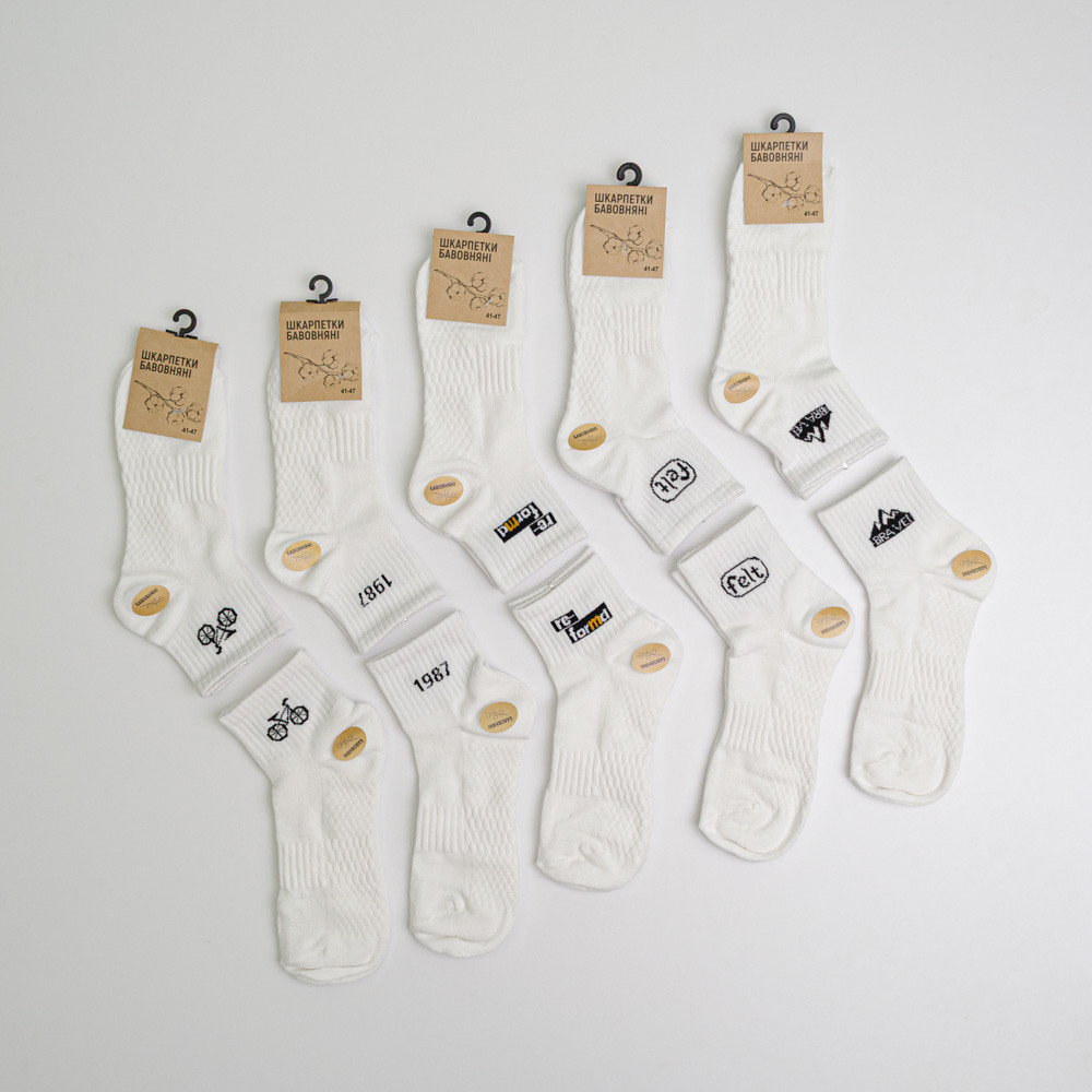 Набор носков мужских хлопковых 10 пар Youstar 054 Низкие 41-47 Белый Сумы - изображение 1