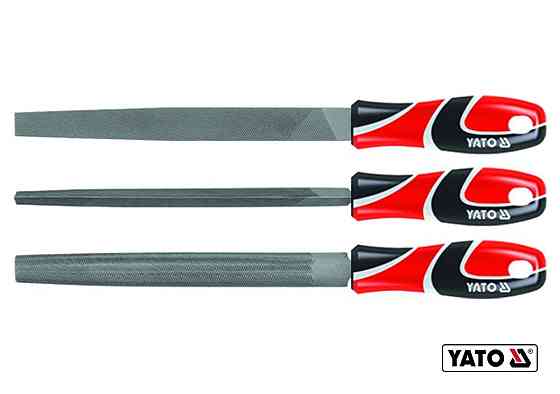 Напильники по металу YATO : квадратний, напівкруглий, трикутний, L= 250 мм, #2, набір, 3 шт [10/20] Одеса
