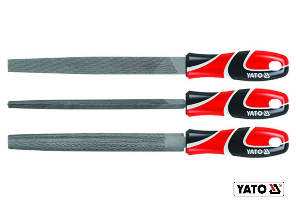 Напильники по металу YATO : квадратний, напівкруглий, трикутний, L= 250 мм, #2, набір, 3 шт [10/20] Одеса - фото 1