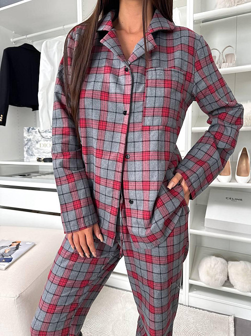 Женская домашняя повседневная в клетку пижама с фланели. Одесса - изображение 1