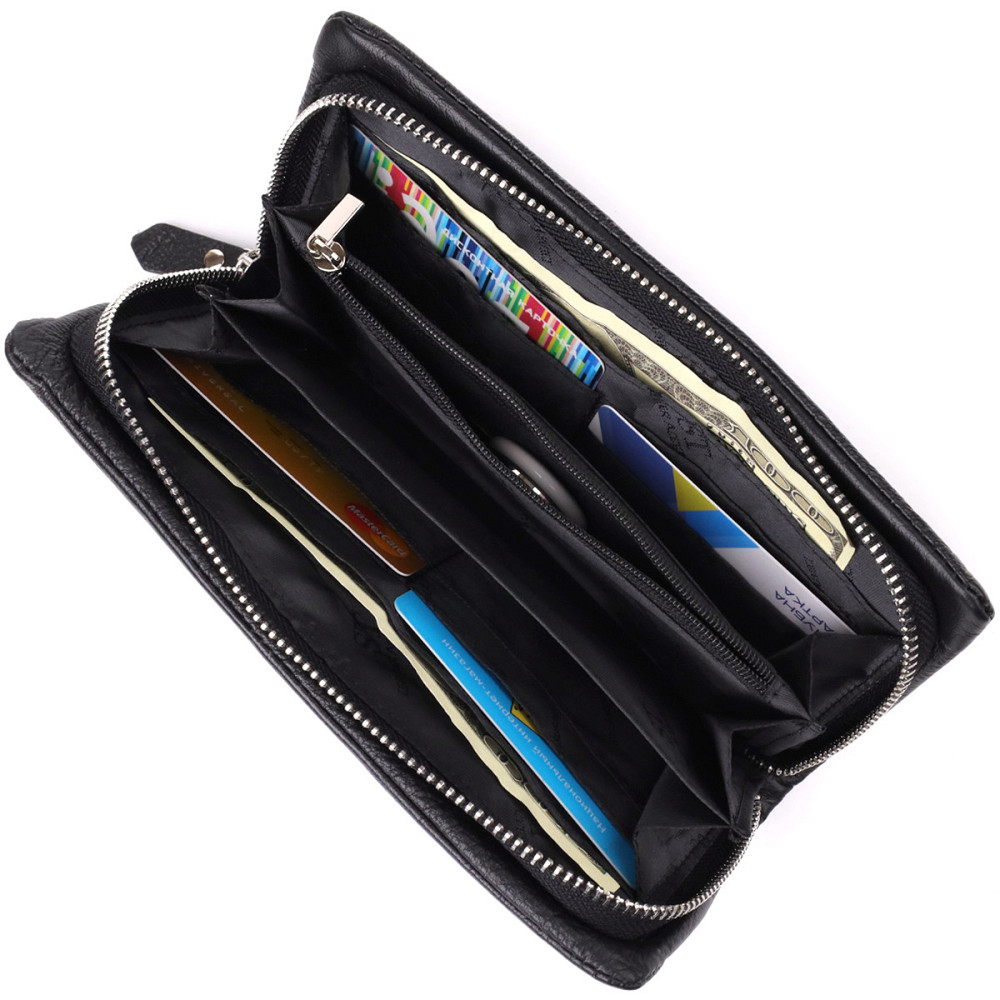 Женский кожаный кошелек-клатч с отделением под телефон ST Leather 23101 Черный Киев - изображение 5