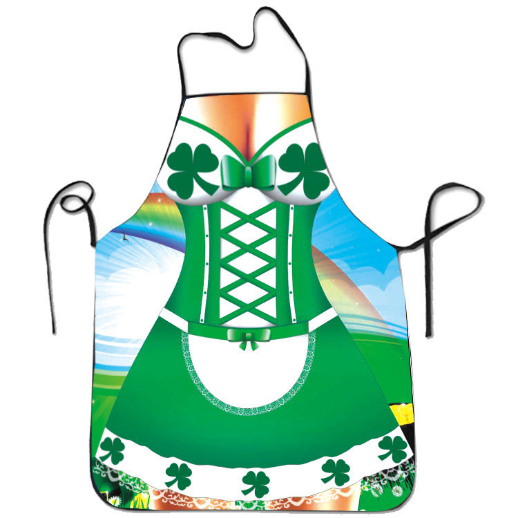 Фартух з приколом дівчина в сукні з конюшиною 80 на 60 см різнобарвний Київ - фото 1