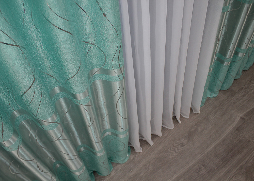 Комплект готових штор VR-Textil Софт Ліана № 464ш Бірюзовий 100х270 см 2 шт (31-710) Київ - фото 7