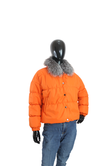 Жіноча демісезонна куртка з хутряним коміром Жовтогарячий 42 Харків - фото 4