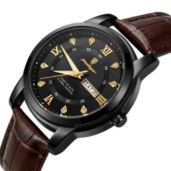 Годинник чоловічий наручний Poedagar Unique Men Black Leather (2 ремінці) Київ