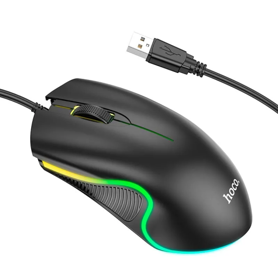 Миша HOCO GM19 Enjoy gaming luminous wired mouse Black Одеса