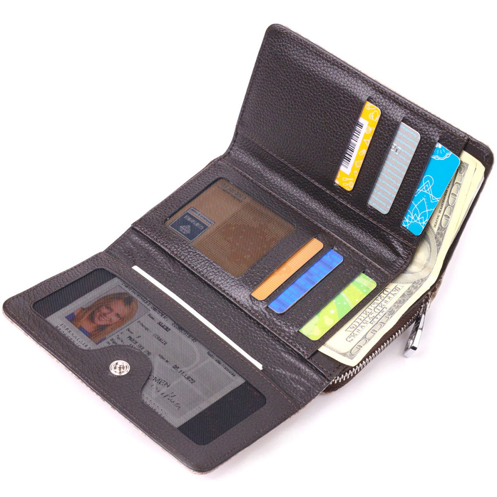 Чудовий жіночий портмоне з лакованої фактурної шкіри KARYA 21430 Бежевий Київ - фото 7