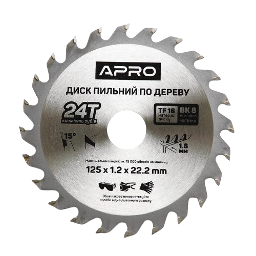 Диск пиляльний по дереву d125мм*22,23мм 24T APRO Житомир - фото 2