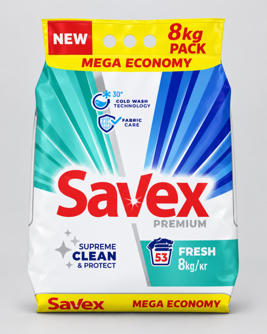 Пральний порошок Savex Premium Fresh автомат, 8 кг, 53 прання Київ - фото 2