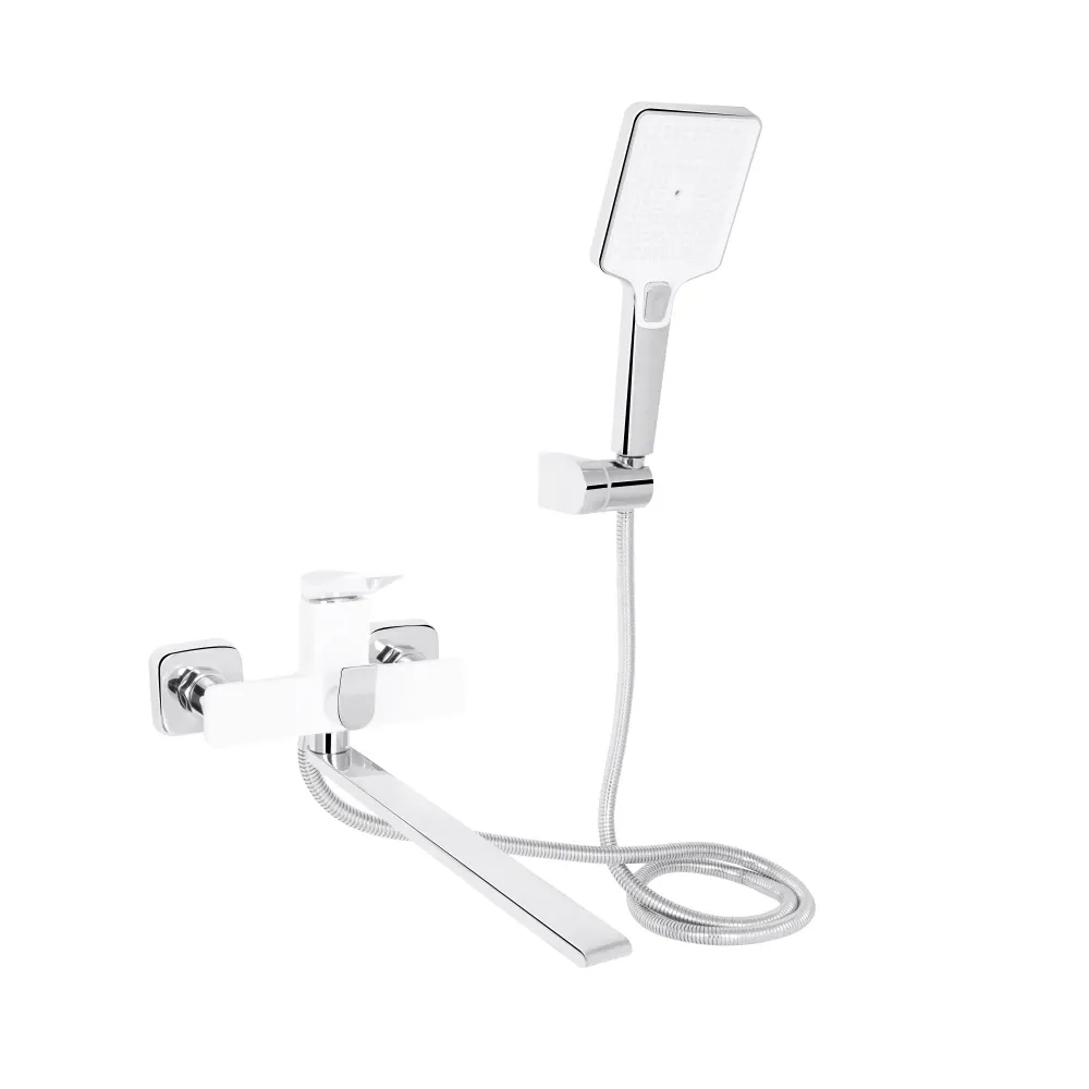 Змішувач для ванни Qtap Presto з душовим гарнітуром QTPRE2601CRW45578 білий/хром Київ - фото 2