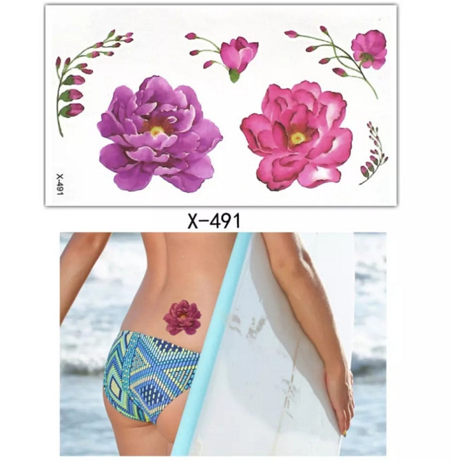 Перекладна татуювання на тіло "Квіточки" - розмір стікера 10*6см Київ - фото 1