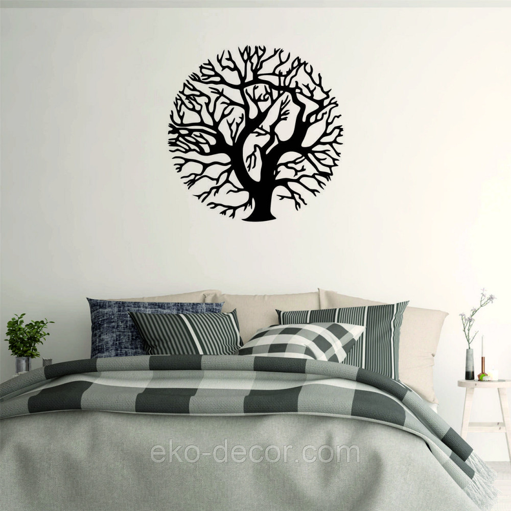 Декоративное настенное 3D Панно «Дерево в кругу» Декор на стену с объемом 70*70 см, Черный Киев - изображение 1
