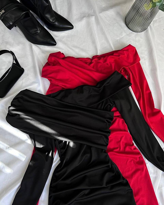 Женское изысканное платье макси с драпировкой микродайвинг Черный, 46/48 Одесса - изображение 2