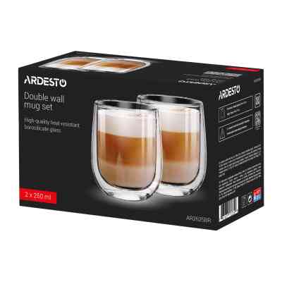 Набір склянок Ardesto з подвійними стінками BR 250 мл 2 шт прозорий (AR2625BR) Вінниця
