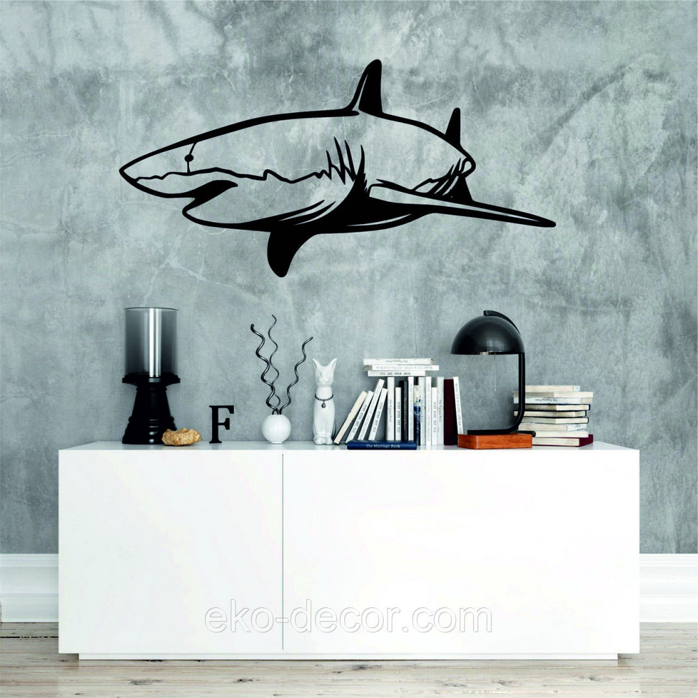 Декоративное настенное Панно «Акула» Декор на стену 70*34 см, Черный Киев - изображение 5