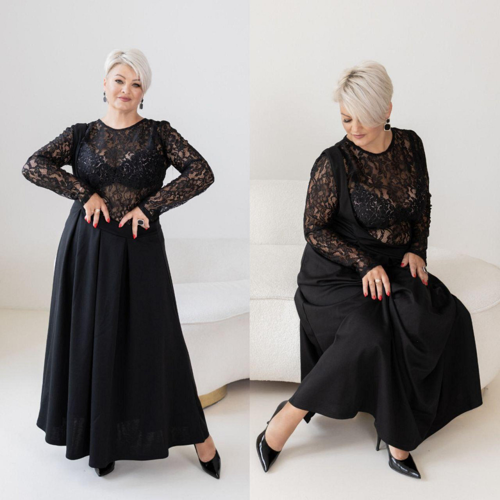 Жіночий стильний комплект: лонгслів і плаття батал трикотаж + гіпюр 52/54 Одеса - фото 6