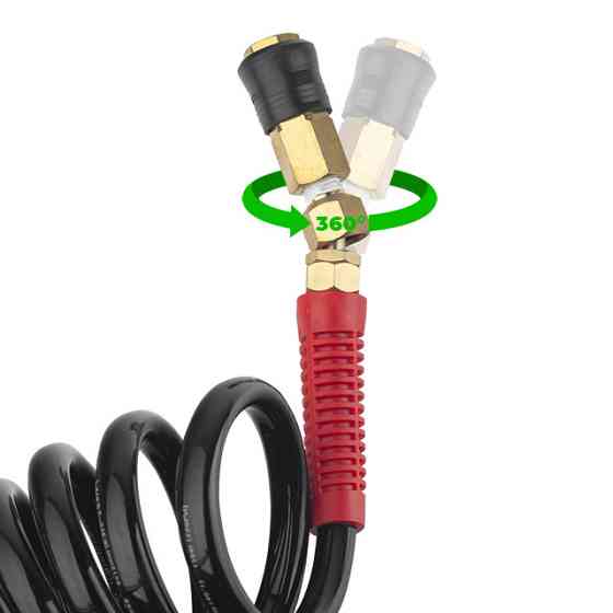 Шланг BLACK M-Flex 8×12 мм, 15 м, спіральний поліуретановий, з поворотним шарніром, латунними швидкороз'ємними з'єднаннями, STORM Київ