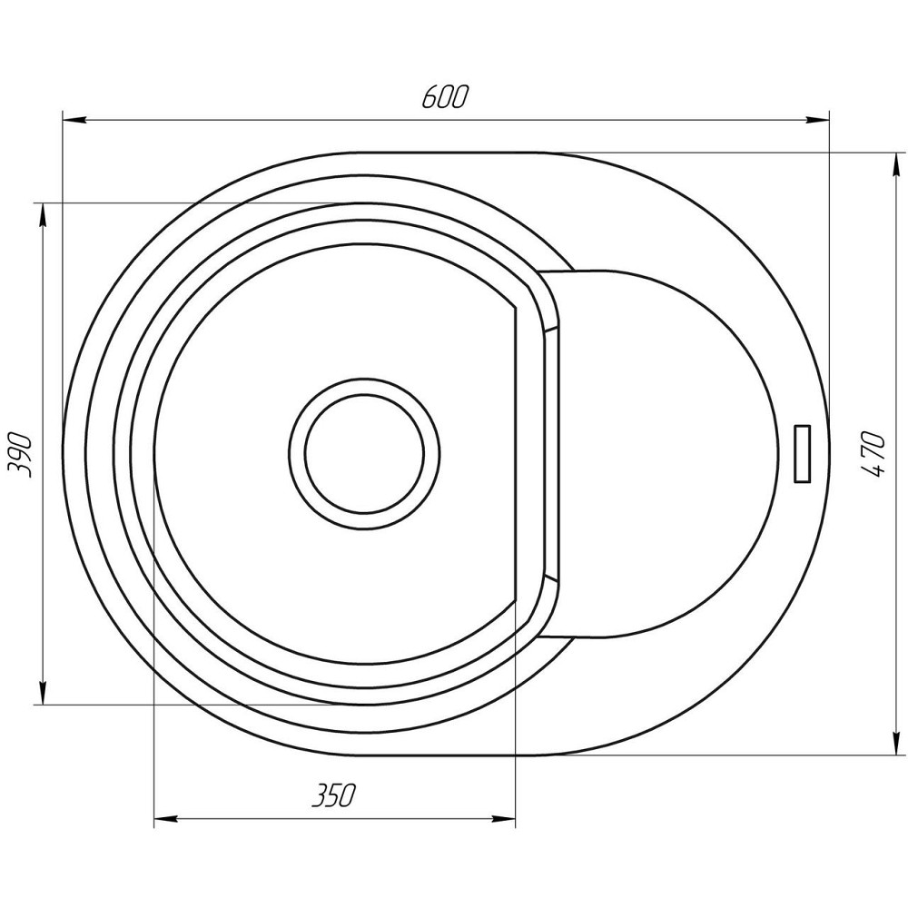 Гранитная мойка Globus Lux MORAINE серый камень 600x470мм-А0005 (000022393) Киев - изображение 6