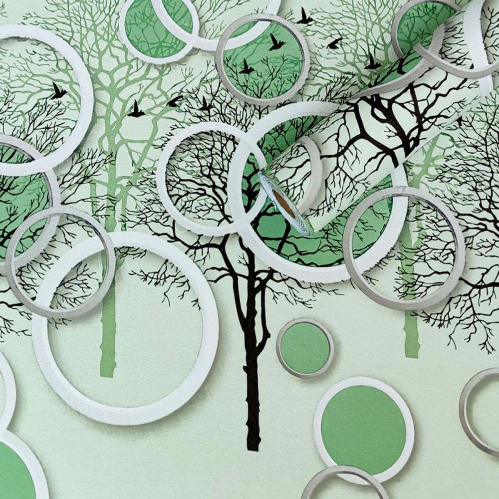 Пленка на самоклейке на бумажной основе 0,45х10м х 0,07мм Чёрные и зелёные деревья SW-00002440 Киев - изображение 3