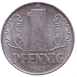 Монета 1 пфенниг. 1948-90 год, ГДР.(Г) Полтава - изображение 1