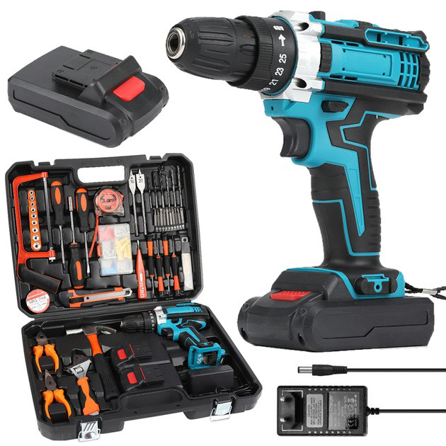 Аккумуляторный шуруповерт с набором инструментов + 2 аккумулятора, ударный шуруповёрт + кейс HT-48 Львов - изображение 2