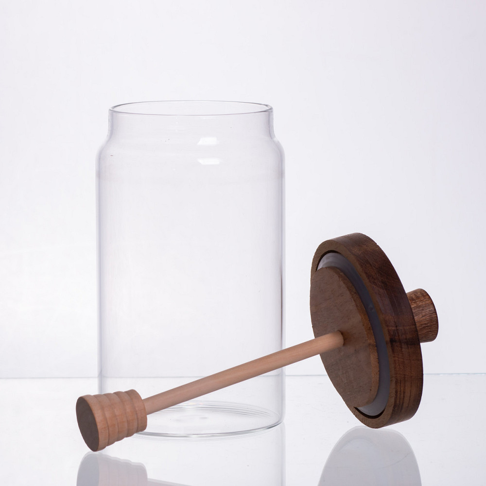 Yiwu Медовниця скляна з кришкою та ложкою 900 (мл) медовниця баночка для зберігання меду 64486- Коломыя - изображение 2