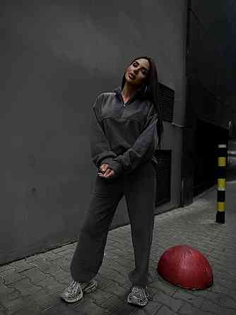 Женский удобный теплый костюм из флиса двусторонний Графит, 42/44 Одесса