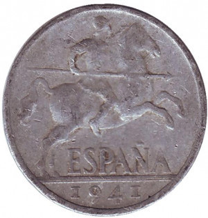 Монета 10 сантимів. 1941,45 рік, Іспанія.(Г) Полтава - фото 1