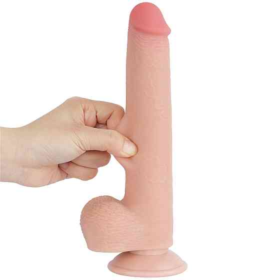 Фалоімітатор Sliding-Skin Dual Layer Dong 9 з мошонкою, тілесний Sex Aura Київ