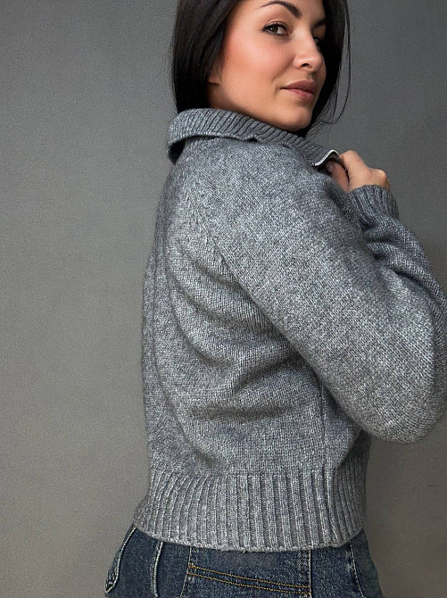 Свитер женский A-N 1780 с воротником на молнии оверсайз one size, серый, one size Киев - изображение 13