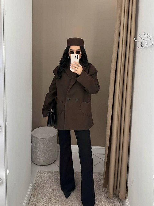 Женское элегантное пальто на подкладке турецкий кашемир Шоколад, 48/52 Одесса - изображение 4