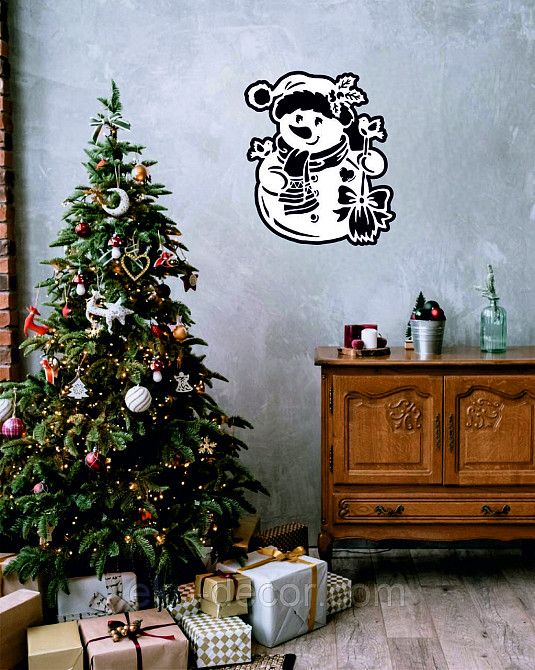 Декоративне настінне Панно «Сніговик», Декор на стену 70*60 см Київ - фото 5