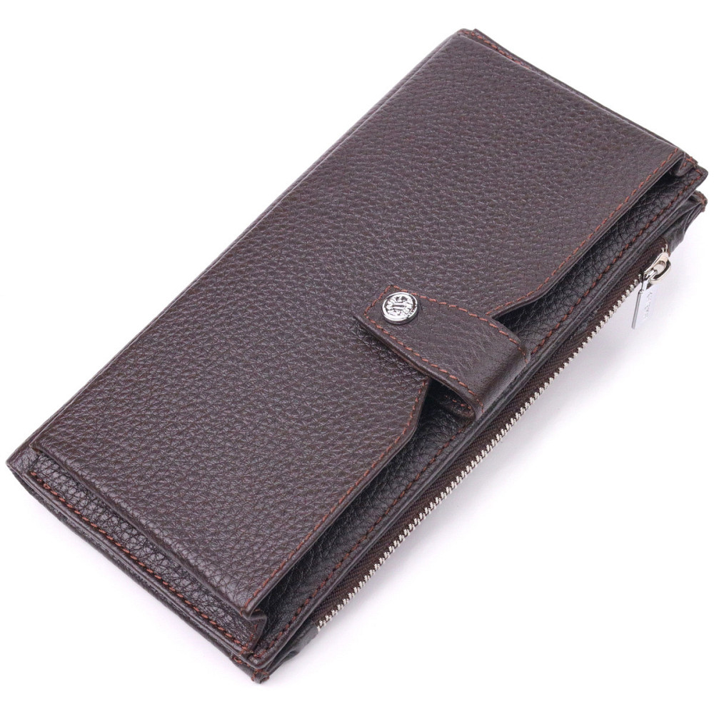 Мужское вертикальное портмоне из натуральной кожи KARYA 21421 Коричневый Киев - изображение 1