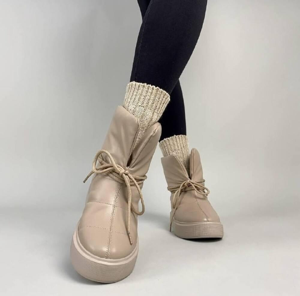 UGG Угги жіночі UGG капучино натуральна шкіра висота 16 см (5206) Коломия - фото 3