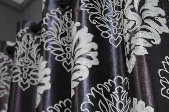 Комплект штор на люверсах VR-Textil Блекаут-софт Корона № 1273ш(А) Чорний із сірим 150х250 см 2 шт (37-0020) Київ