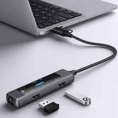 Концентратор XoKo USB-C 5-in-1 USB 3.0 + USB 2.0 + SD/TF + RJ45 100Mbps silver (XK-AC-350) Вінниця