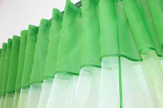 Кухонні шторки VR-Textil № 111к комбіновані салатовий з білим 400х170 см (52-0228) Київ