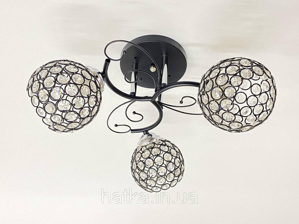 Люстра потолочная на 3 плафона 2348C/3 Черный+Хром Киев - изображение 1