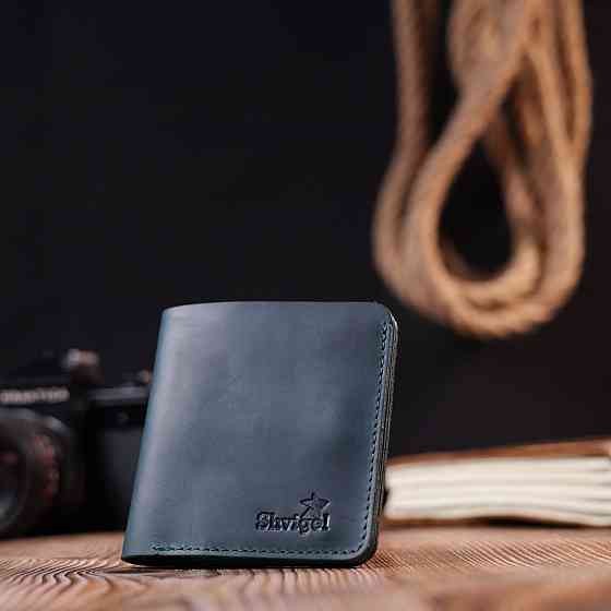 Невелике вінтажне шкіряне портмоне Shvigel 16603 Зелений Київ