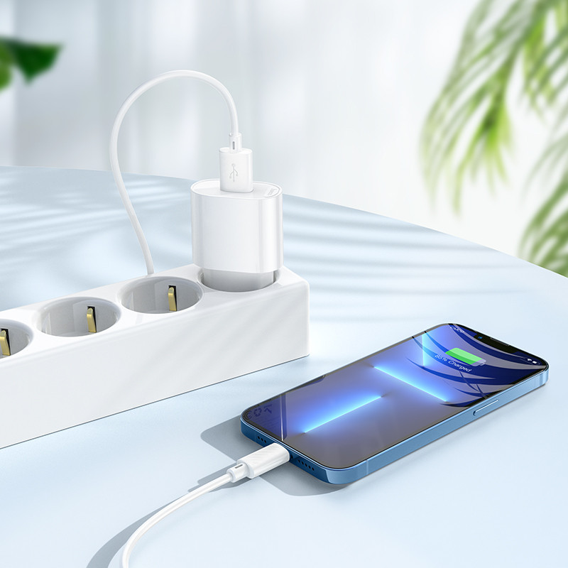 Мережевий зарядний пристрій з кабелем HOCO C109A(10.5W) Fighter single port charger set(iP) White Одеса - фото 8