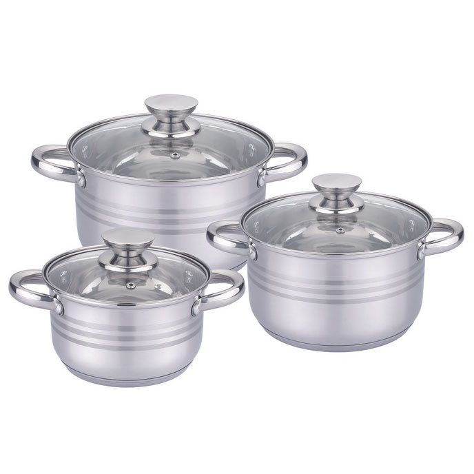 Набор посуды для электрических плит, Кастрюли из нержавейки, Набор кастрюль для электроплиты KP-46 Львов - изображение 1