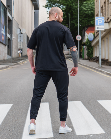 Комплект мужской футболка штаны Марсель оверсайз Черный S Харьков