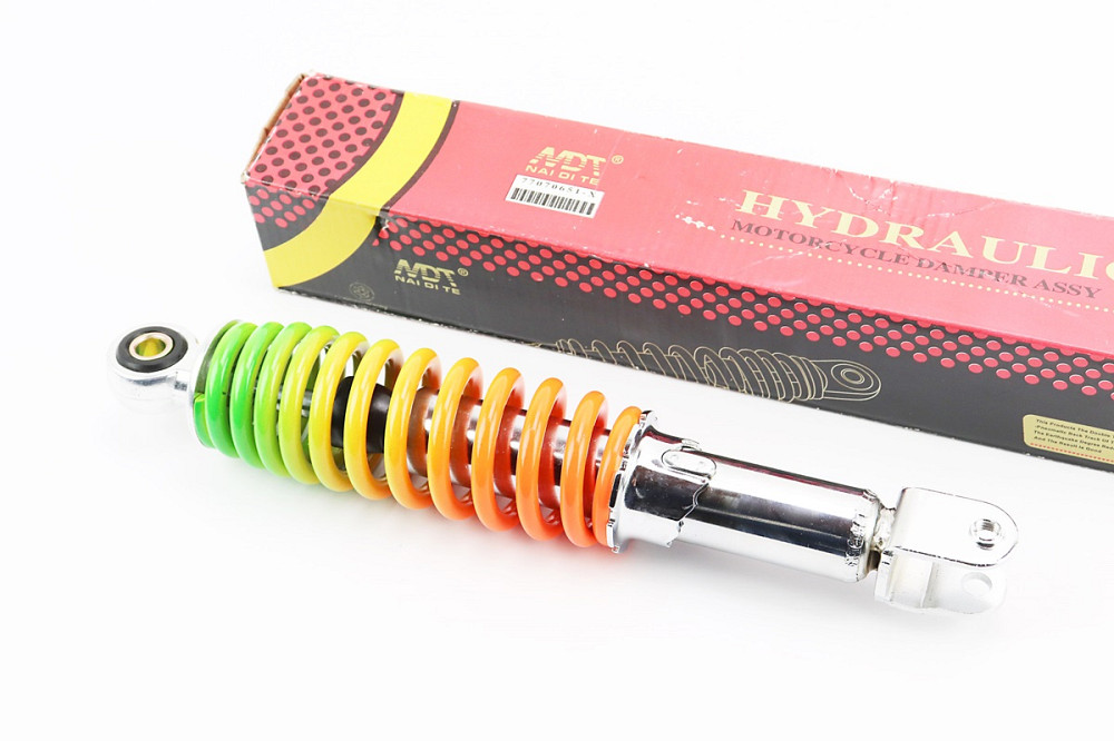 Амортизатор задній GY6/Honda - 290мм*d55мм (втулка 10мм / вилка 8мм) регул., веселка Київ - фото 1