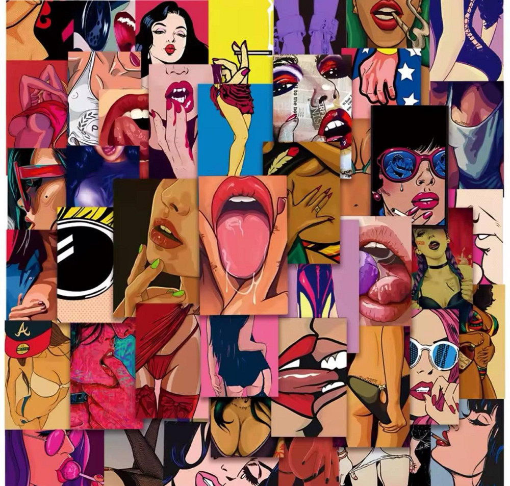 Наклейки з малюнками дівчат, модні жіночі постери-наклейки, стікерпак дівчата, набір 50 штук Київ - фото 1