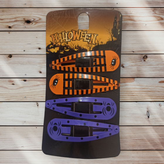 Набір 2 шпильки з притом фіолетовий та 2 шпильки з принтом помаранчевий для волос на Хелловін Київ